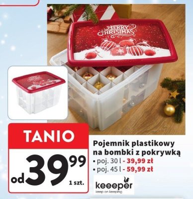 Pojemnik plastikowy na bombki z pokrywką keeeper promocja w Intermarche