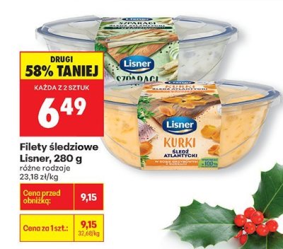 Filety śledziowe Lisner, różne rodzaje promocja w Biedronka