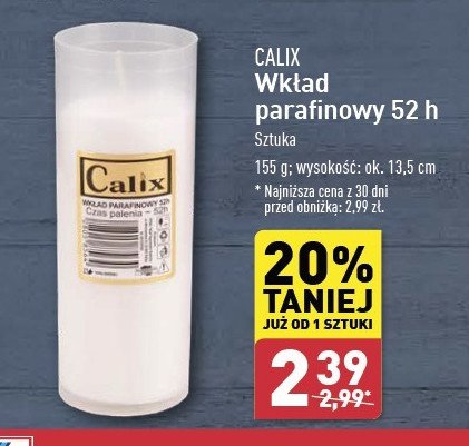 Wkład olejowy do znicza 52 h 180 g Calix promocja