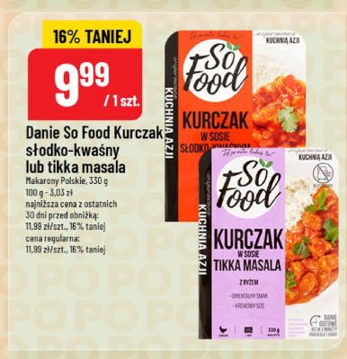 Danie So Food Kurczak tikka masala promocja w POLOmarket
