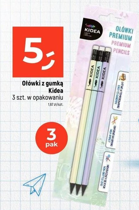 Ołówki premium z gumką Kidea promocja