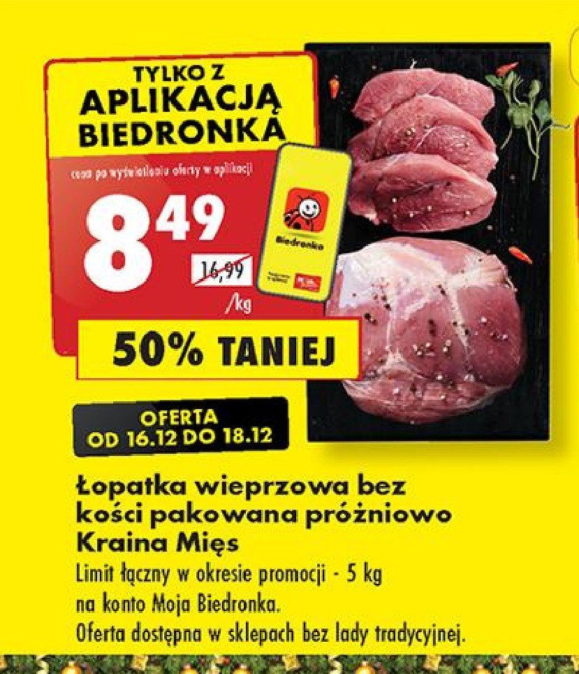 Łopatka wieprzowa bez kości Kraina mięsa promocja w Biedronka