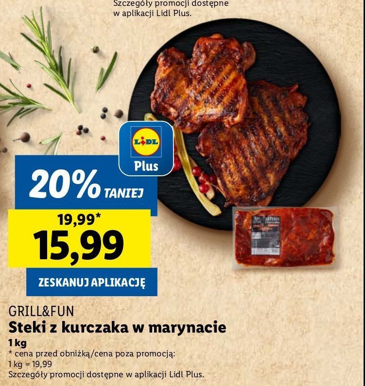 Stek z fileta z piersi kurczaka w marynacie o smaku kurczak pieczony Grill and fun promocja