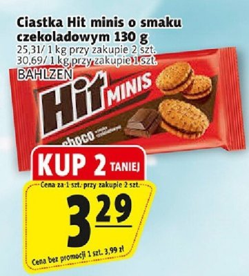 Ciastka Hit minis o smaku czekolady 130 g promocja w Prim Market