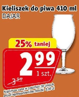 Kieliszek do piwa Dajar promocja w Prim Market