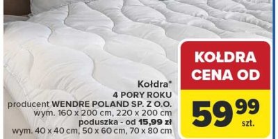 Kołdra 4 pory roku 160 x 200 cm promocja w Carrefour