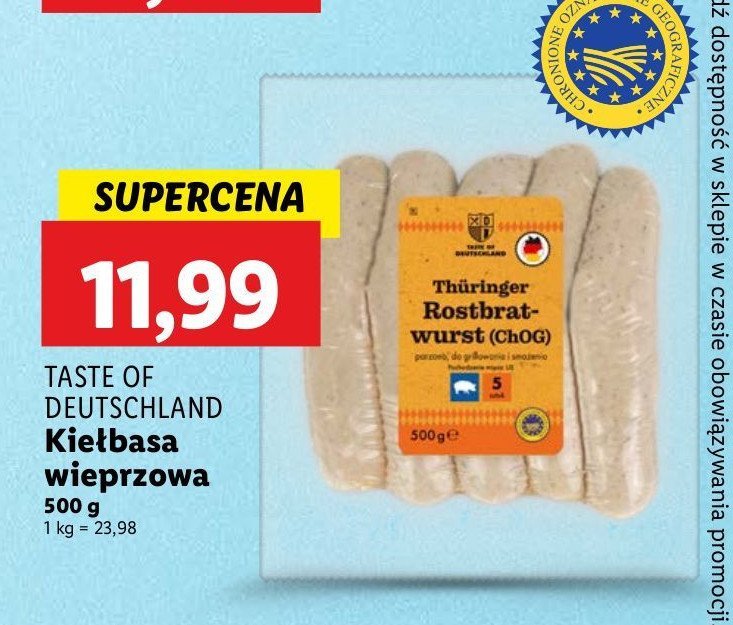 Kiełbasa wieprzowa Taste of deutschland promocja