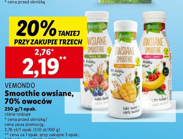 Smoothie owsiane mango - banan Vemondo promocja