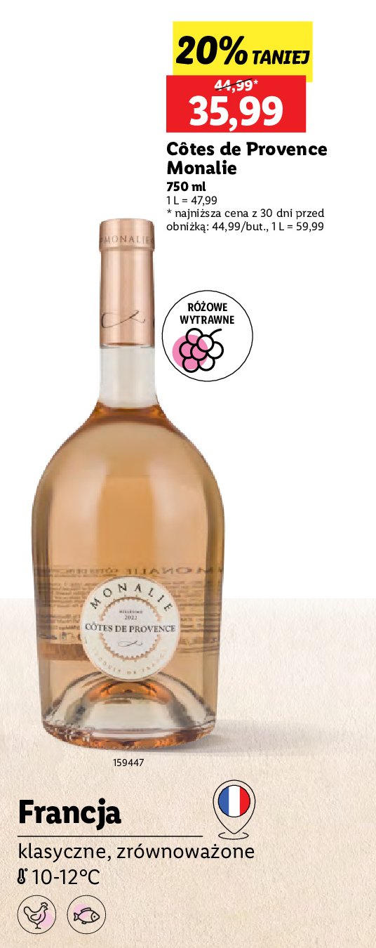 Wino Cotes de provence monalie promocja w Lidl