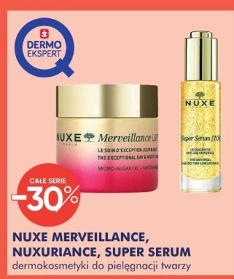 Kosmetyki NUXE MERVEILLANCE, NUXURIANCE, SUPER SERUM dermokosmetyki do pielęgnacji twarzy promocja w Super-Pharm