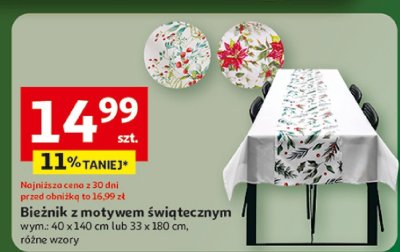 Bieżnik z motywem świątecznym wym.: 40 x 140 cm lub 33 x 180 cm, różne wzory promocja w Auchan