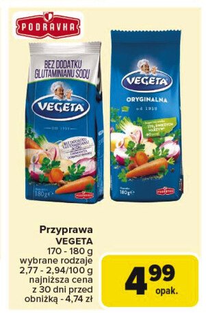 Przyprawa bez glutaminianu sodu Vegeta promocja w Carrefour Market