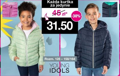 Kurtka dziecięca Young Idols miętowa promocja w Woolworth