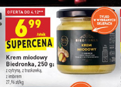 Krem miodowy truskawkowy Biedronka promocja