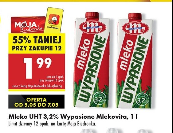 Mleko 3.2% Mlekovita wypasione promocja