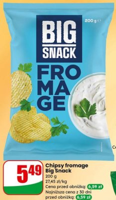 Chipsy fromage Big Snack promocja w Dino