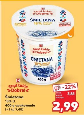 Śmietana 18% tł. promocja w Kaufland