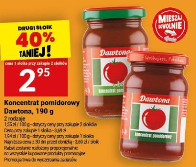 Koncentrat pomidorowy Dawtona, 190 g promocja w Twój Market