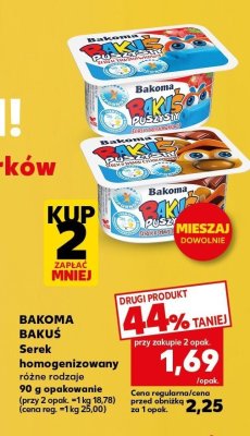 Serek homogenizowany różne rodzaje BAKOMA BAKUŚ promocja w Kaufland