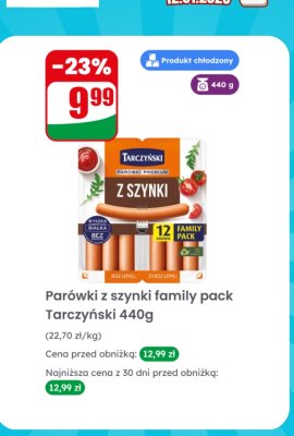 Parówki z szynki family pack Tarczyński 440g promocja w Dino