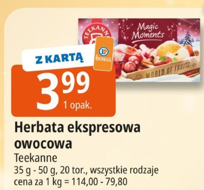 Herbata ekspresowa owocowa Teekanne promocja w Leclerc