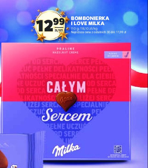 Bombonierka serce Milka promocja w Stokrotka