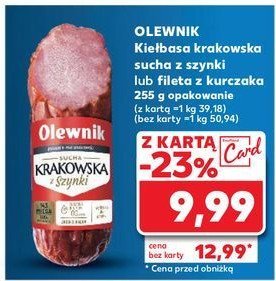 Kiełbasa krakowska sucha z fileta kurczaka Olewnik promocja