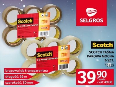 Taśma pakowa mocna 6 szt Scotch promocja w Selgros