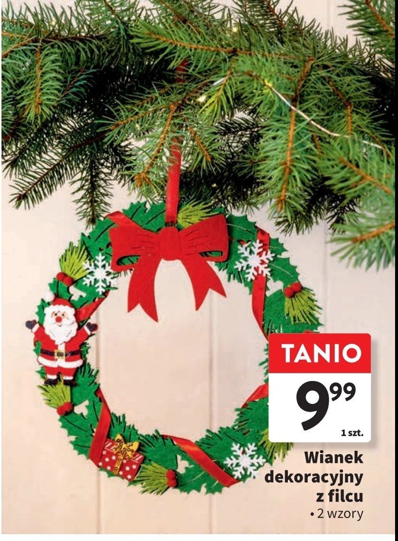 Wianek z filcu 25 cm promocja w Intermarche