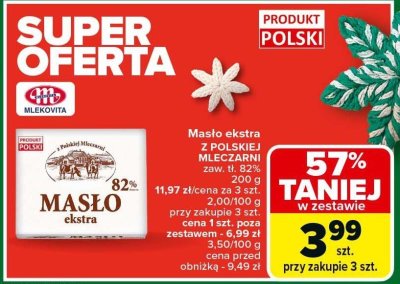 Masło ekstra z polskiej mleczarni Mlekovita promocja w Carrefour
