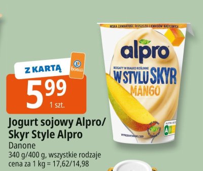 Jogurt sojowy Alpro/Skyr Style Alpro Danone promocja w Leclerc