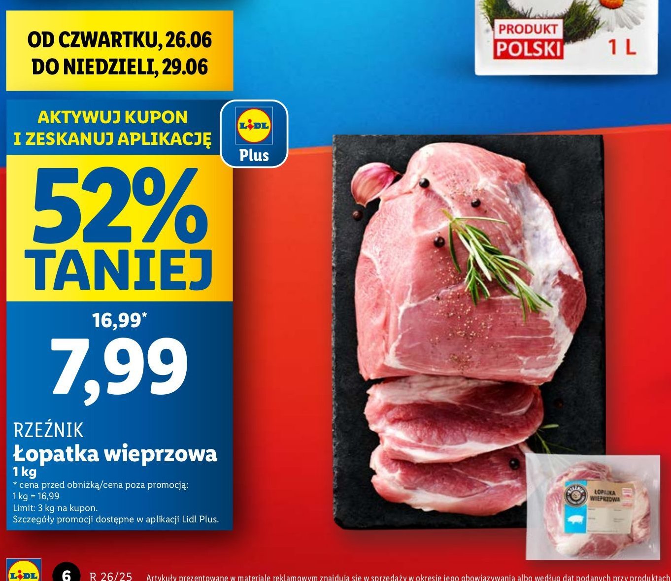 Łopatka wieprzowa bez kości Rzeźnik codzienna dostawa promocja w Lidl