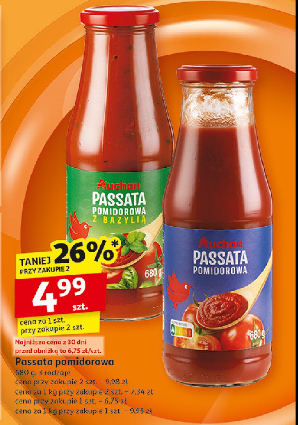 Passata pomidorowa z bazylią Auchan promocja w Auchan