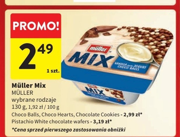 Jogurt pistacjowy z ciasteczkami amarettini Muller mix promocja