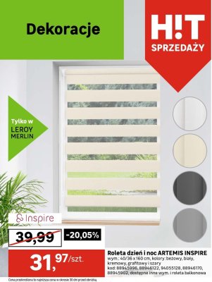 Roleta dzień i noc ARTEMIS INSPIRE promocja w Leroy Merlin