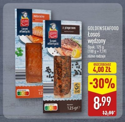 Łosoś wędzony Golden Seafood 125 g różne rodzaje promocja w Aldi