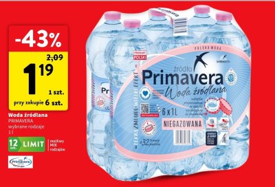 Woda źródlana PRIMAVERA promocja w Intermarche