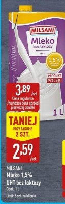 Mleko 1,5% UHT bez laktozy promocja w Aldi