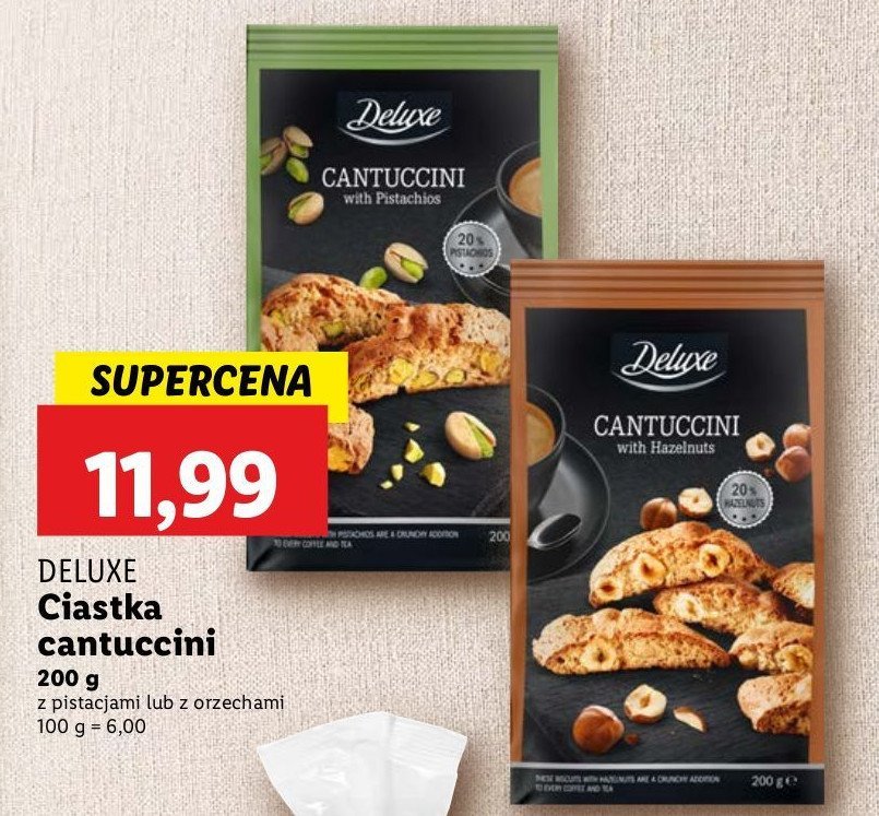 Ciastka cantuccini z pistacjami Deluxe promocja w Lidl