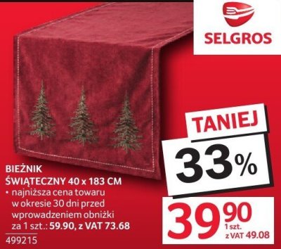 Bieżnik świąteczny 40x183 cm promocja w Selgros