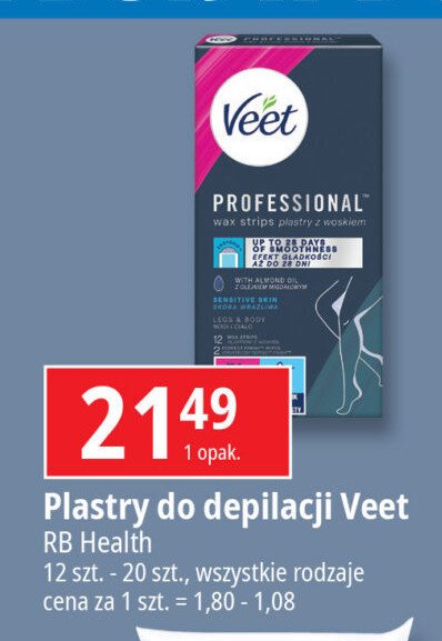 Plastry do depilacji nóg i ciała skóra wrażliwa Veet professional promocja