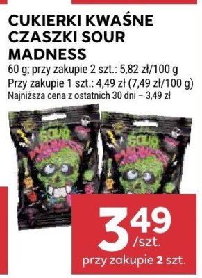 Cukierki kwaśne Czaszki Sour Madness różne rodzaje promocja w Stokrotka