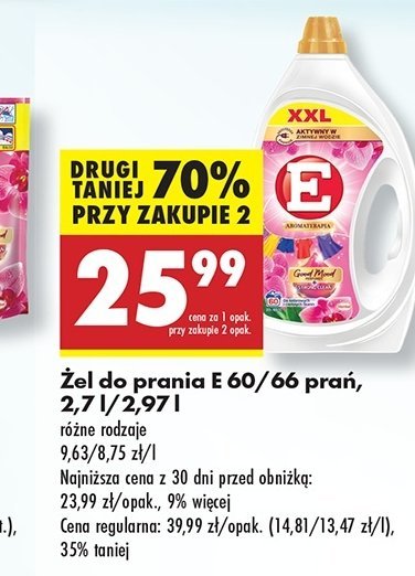 Płyn do prania E aromatherapy promocja w Biedronka