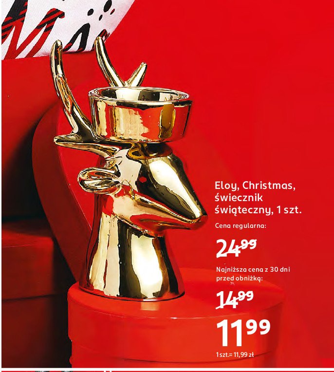 Świecznik renifer Eloy christmas promocja w Rossmann