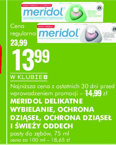 Pasta do zębów ochrona dziąseł i świeży oddech Meridol promocja