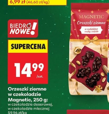 Orzeszki ziemne w czekoladzie 250 g: w czekoladzie deserowej promocja w Biedronka