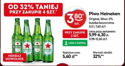 Piwo Heineken 0% bezalkoholowe 0,5l promocja w Żabka