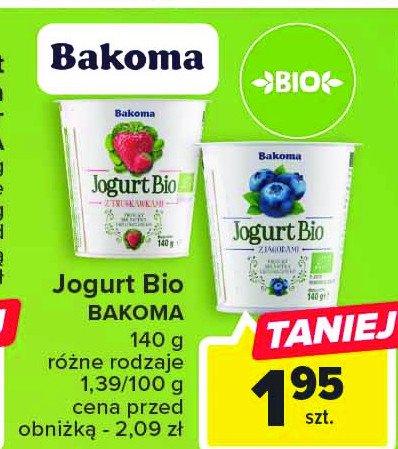 Jogurt truskawka Bakoma jogurt bio promocja