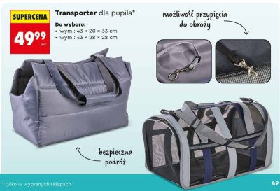 Transporter dla pupila 43x20x33 cm promocja w Biedronka