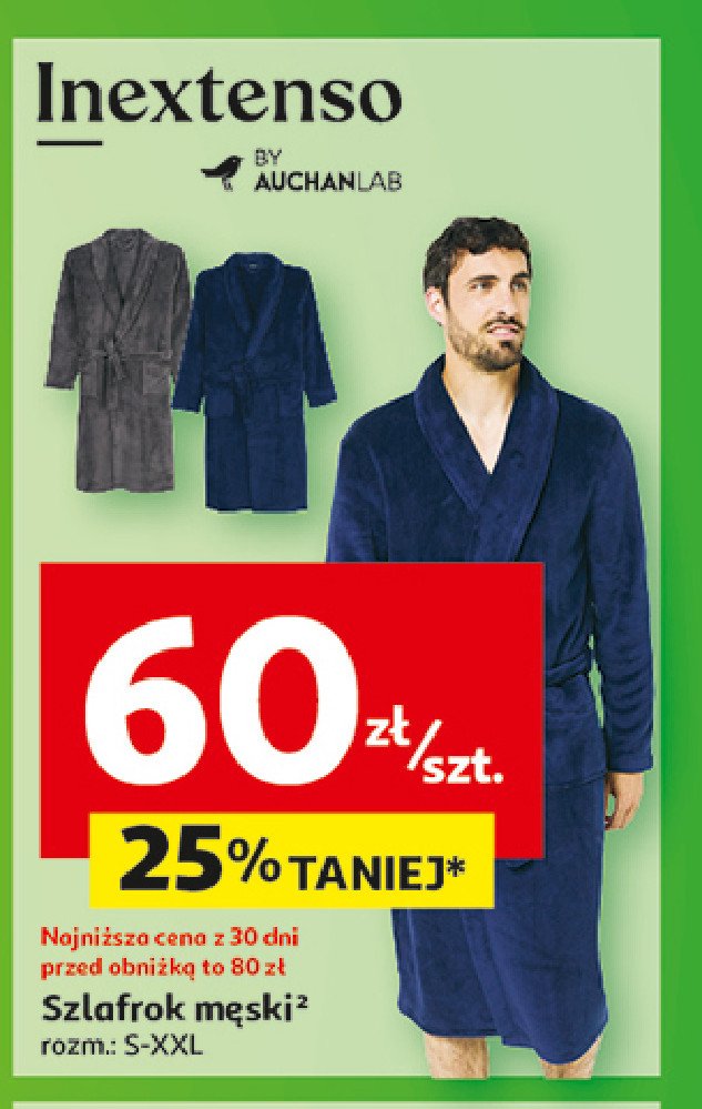 Szlafrok męski s-xxl Auchan inextenso promocja